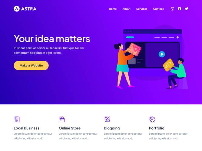 Astra theme homepage