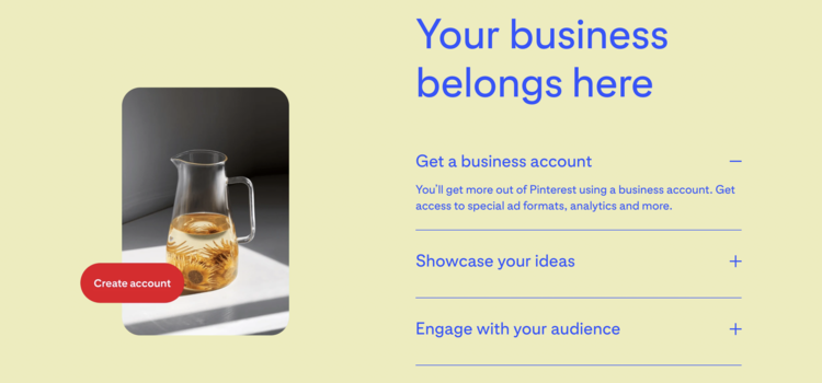 Pinterest create a business account screenshot