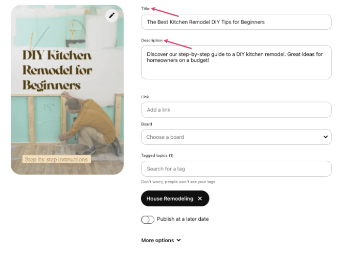 How to use SEO in pin titles and descriptions when creating pins on Pinterest