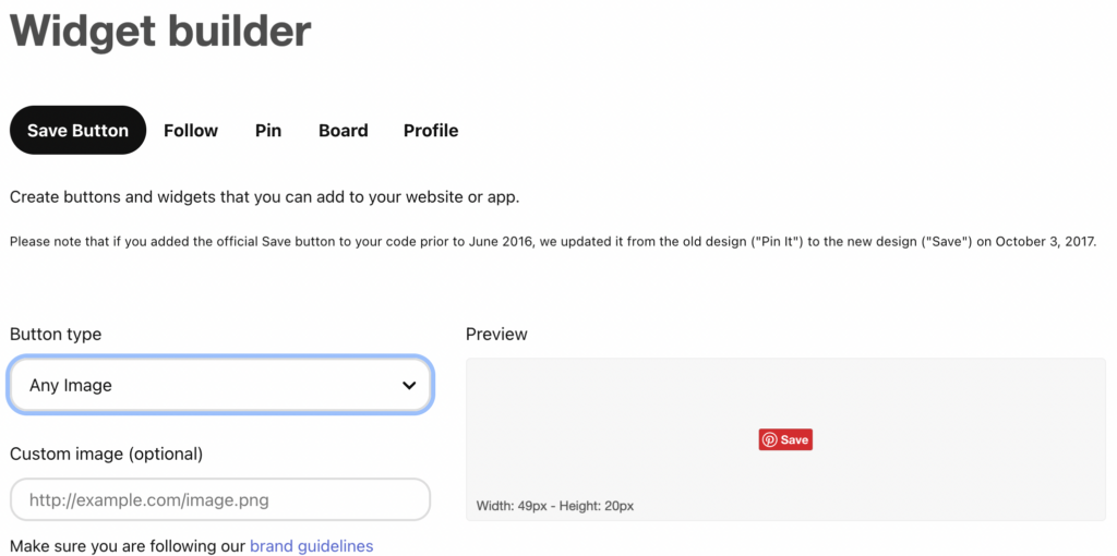 Using the Pinterest Widget Builder, you can add a Pinterest pin it button to WordPress manually.
