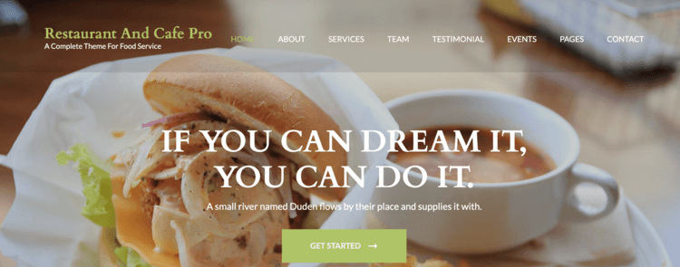 Restaurant and Cafe Pro example restaurant theme