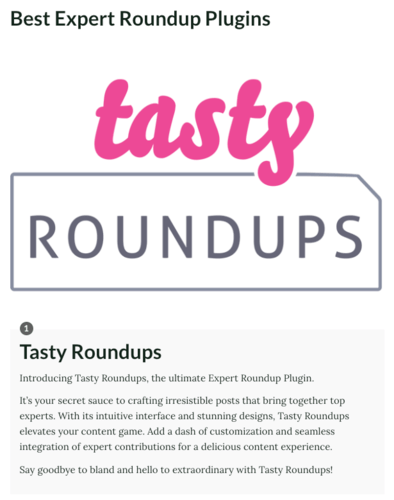 Tasty Roundups is perfect for an expert roundup