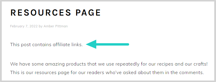 The disclosure will appear at the top of your post before the rest of your content begins.