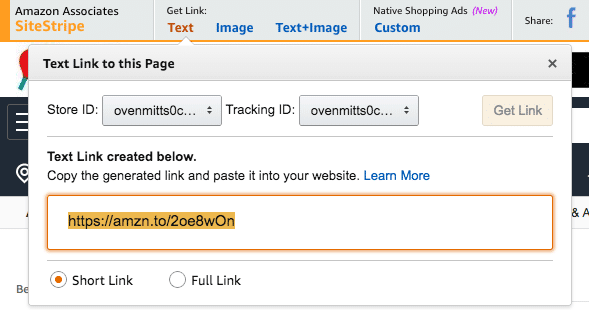 How to insert an amazon affiliate link into wordpress using SiteStripe