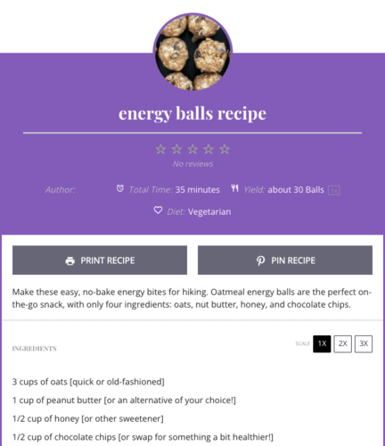 screen shot of a Tasty Recipe's recipe card