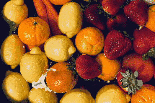 a photo of red, orange, and yellow fruits as an example of harmonious colors