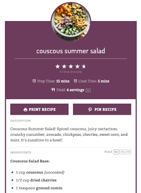 recipe cards are a pretty way to add schema to your site