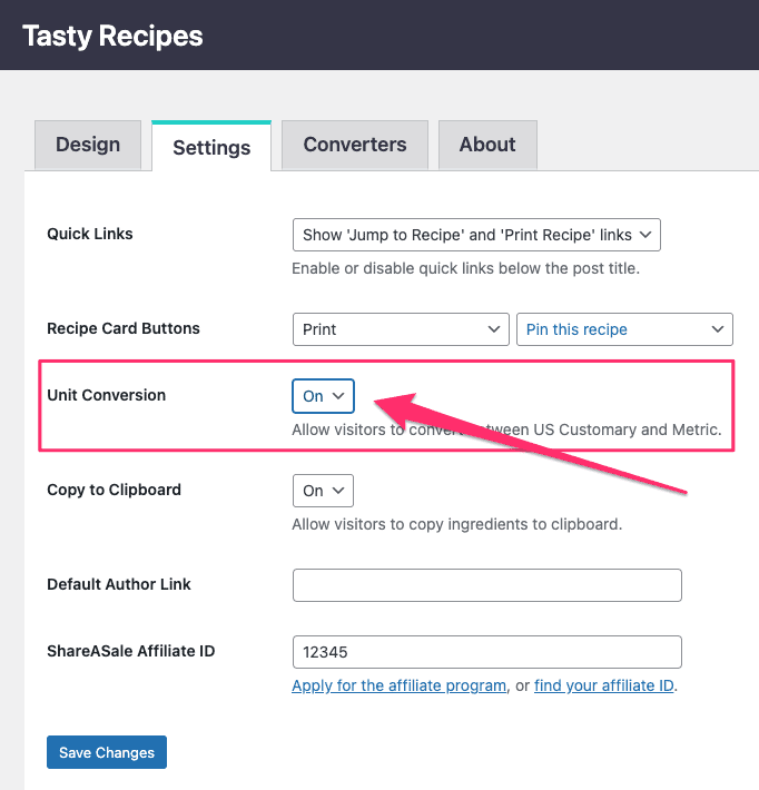 How to enable unit conversions with Tasty Recipes. 