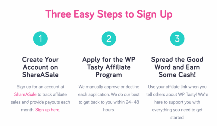 WP Tasty affiliate signup process